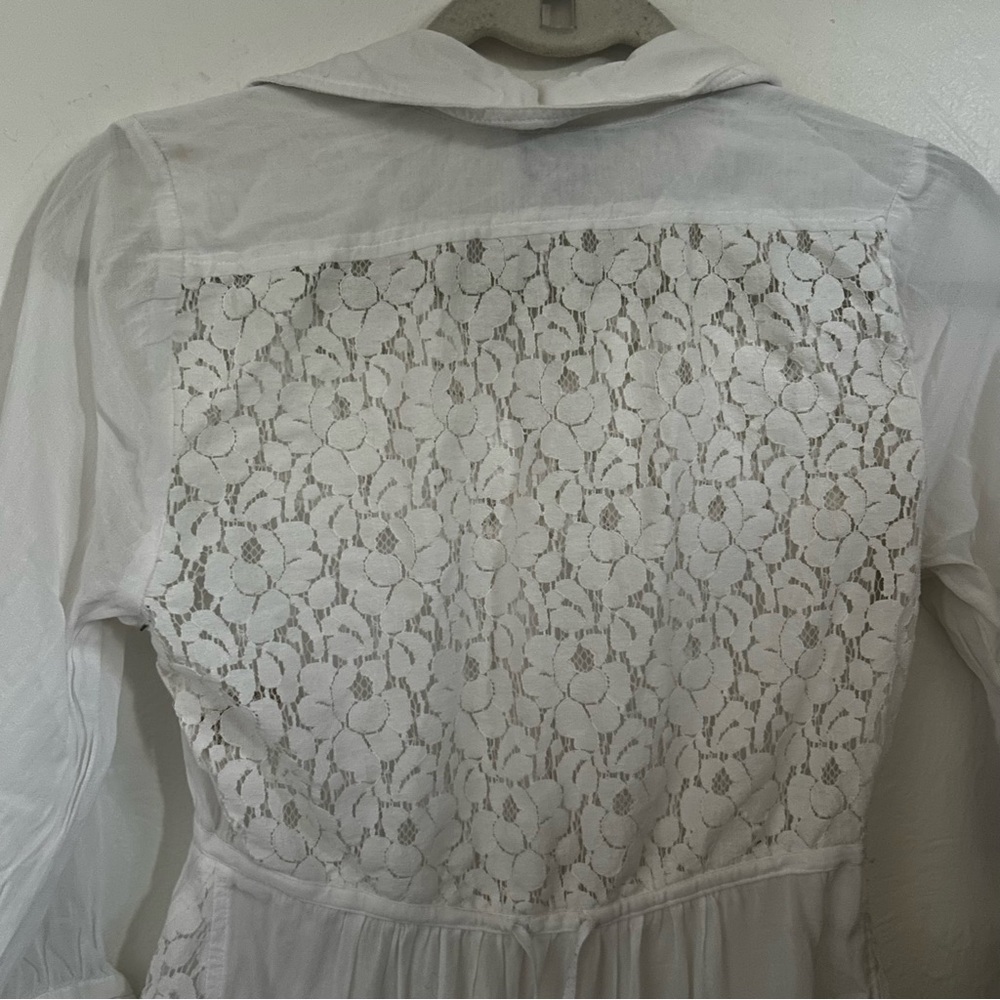 Free People White Lace Tunic Top – Button Front Boho Chic Size XS - Picture 6 of 9